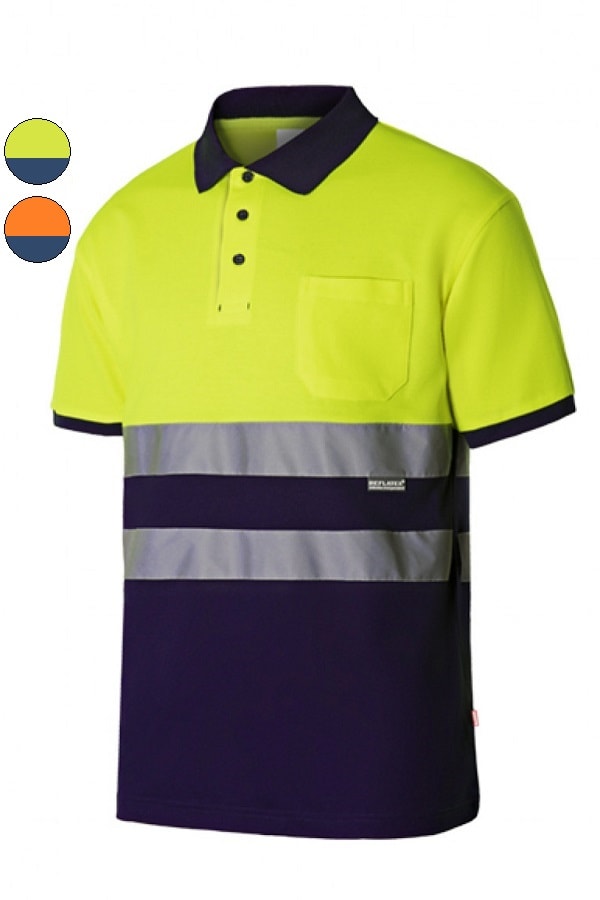 Polo alta visibilità Bicolor Cotone Maniche Corte