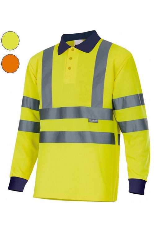 Polo bicolor alta visibilità Polyestere LS