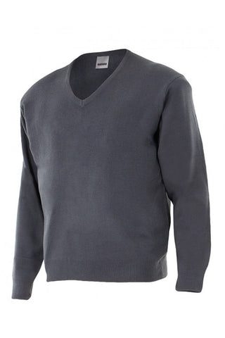 Maglione unisex collo a V grigio