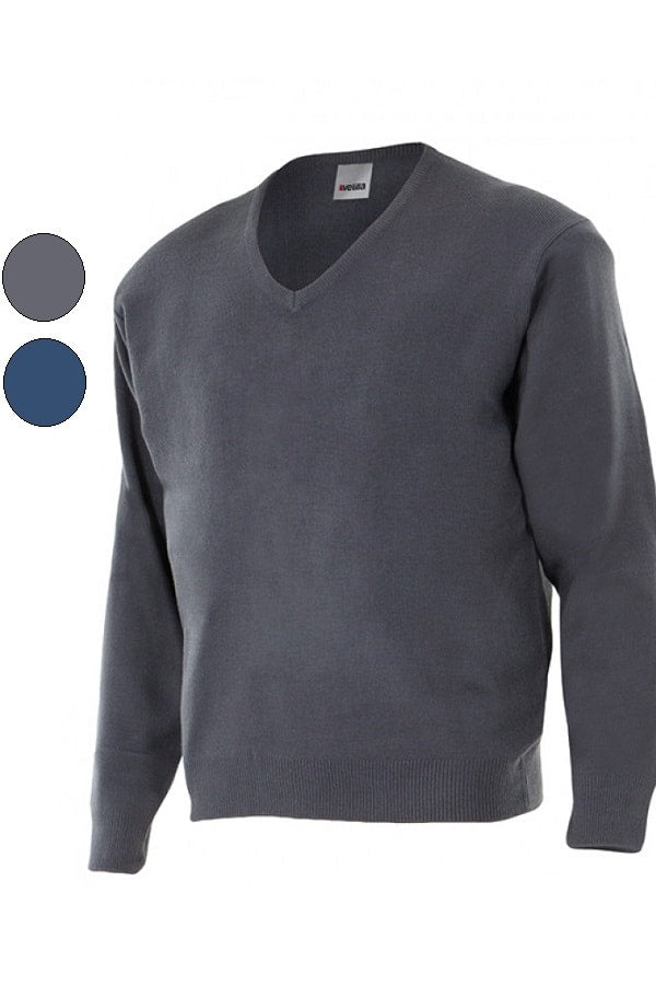Maglione unisex collo a V grigio