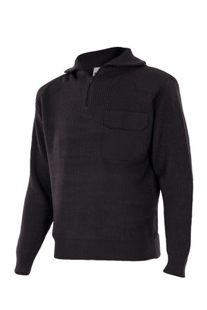 Maglione a maglia spessa collo alto con Zip Nera