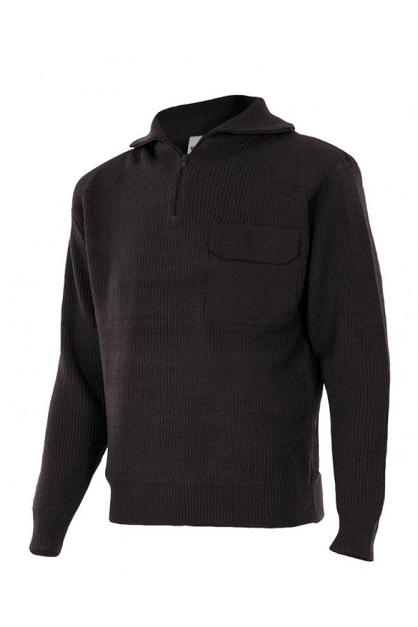 Maglione a maglia spessa collo alto con Zip Nera