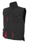 Gilet trapuntato bicolore multitasche Nero e rosso