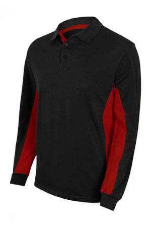 Polo bicolor a maniche lunghe nera e rossa