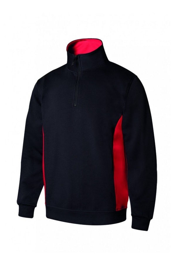 Felpa bicolore con Zip collo nera e azzurra