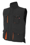 Gilet trapuntato bicolore multitasche Nero e arancio