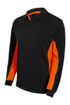 Polo bicolor a maniche lunghe nera e arancio