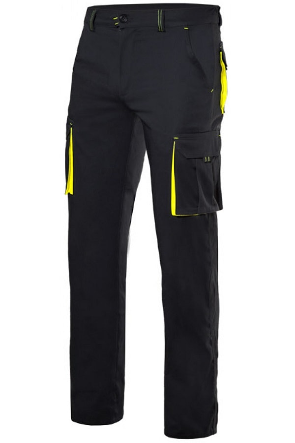 Pantaloni bicolore Neri Gialli Stretch multitasche