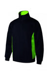 Felpa bicolore con Zip collo nera e verde