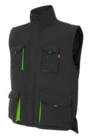 Gilet trapuntato bicolore multitasche Nero e verde