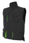 Gilet trapuntato bicolore multitasche Nero e verde