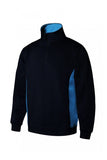 Felpa bicolore con Zip collo nera e azzurra