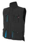Gilet trapuntato bicolore multitasche Nero e azzurro