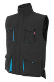 Gilet trapuntato bicolore multitasche Nero e azzurro