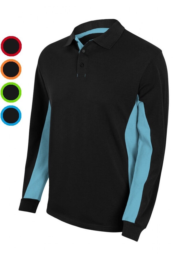 Polo Nera bicolor unisex a maniche lunghe