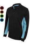 Polo Nera bicolor unisex a maniche lunghe