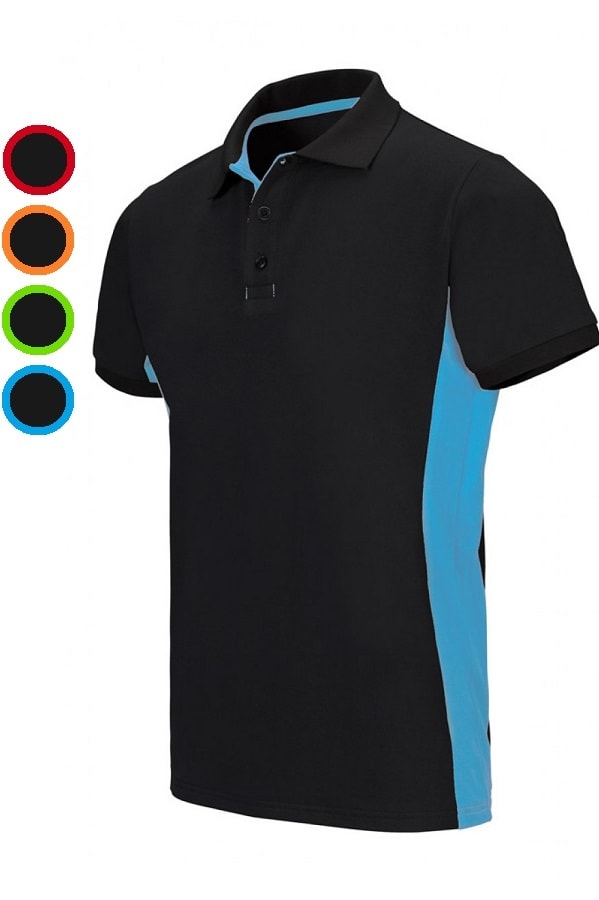 Polo Nera bicolor unisex a maniche corte