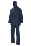Vestito anti-pioggia due pezzi con cappuccio blu