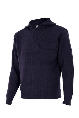 Maglione a maglia spessa collo alto con Zip Blu
