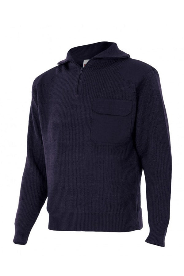 Maglione a maglia spessa collo alto con Zip Blu
