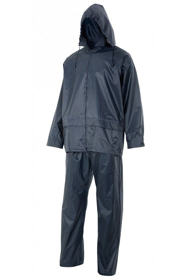 Vestito anti-pioggia due pezzi con cappuccio nascosto