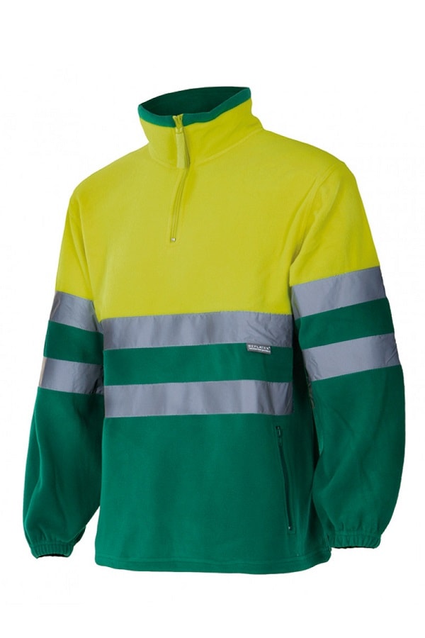 Pile alta visibilità Zip Collo gialla verde