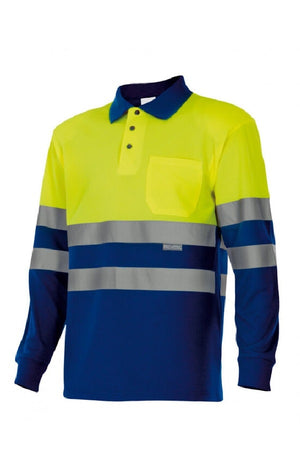 Polo alta visibilità LS gialla bluette