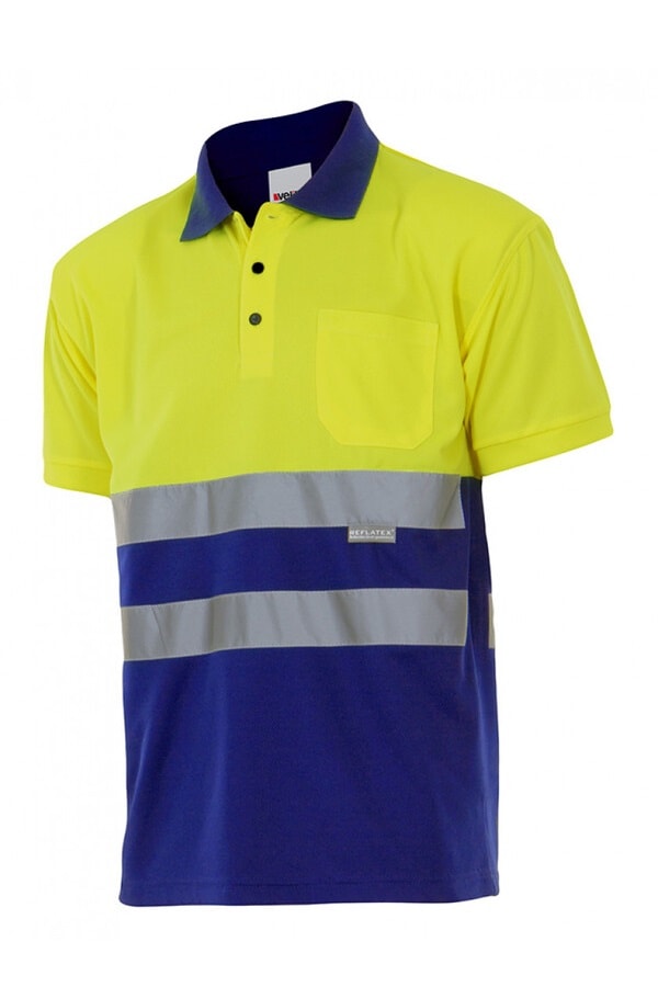Polo bicolore alta visibilità Maniche Corte