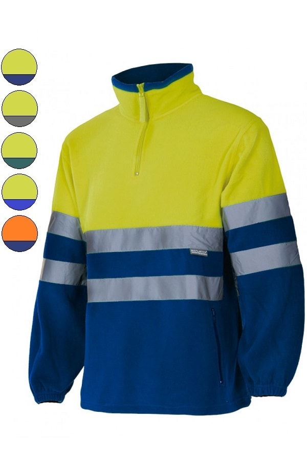 Giacca pile alta visibilità bicolor Zip Collo