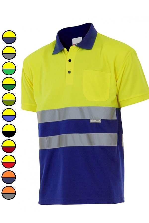 Polo bicolore alta visibilità Maniche Corte