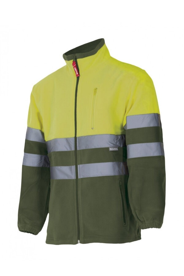 Pile alta visibilità Zip Intera giallo verde militare