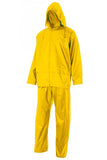 Vestito anti-pioggia due pezzi con cappuccio nascosto giallo