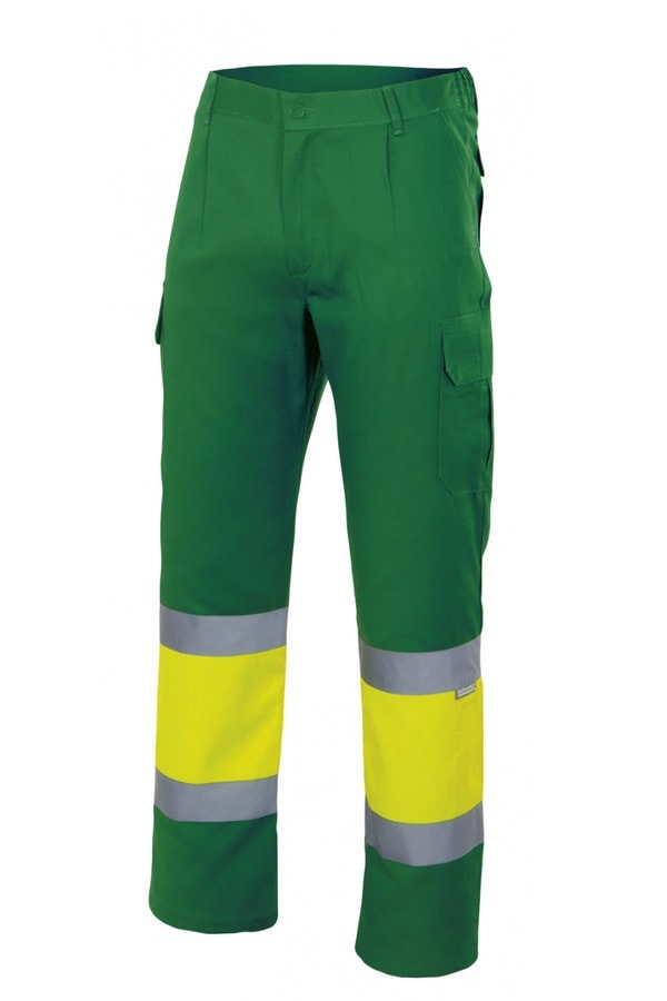 Pantaloni ad alta visibilità verde erba giallo