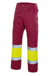 Pantaloni ad alta visibilità bordeaux giallo