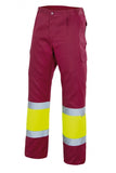 Pantaloni ad alta visibilità bordeaux giallo