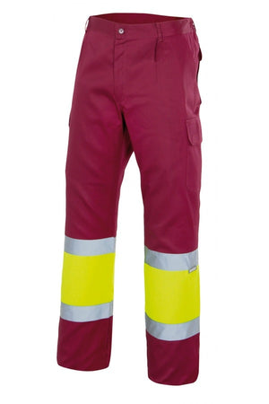 Pantaloni ad alta visibilità bordeaux giallo