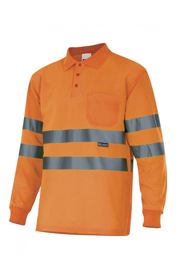 Polo alta visibilità Maniche Lunghe Arancio