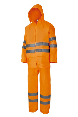 Tuta anti-pioggia ad alta visibilità arancia
