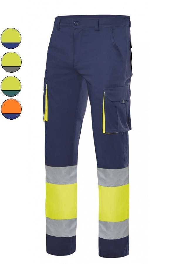 Pantaloni Bicolore multitasche alta visibilità Stretch