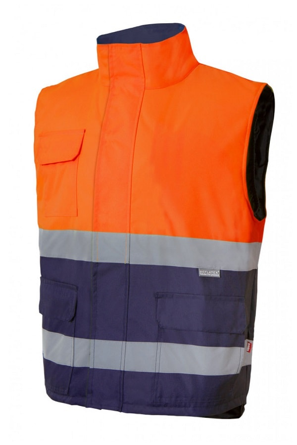 Gilet trapuntato alta visiblità arancio blu