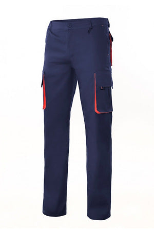 Pantaloni Blu multitasche blu e rossi