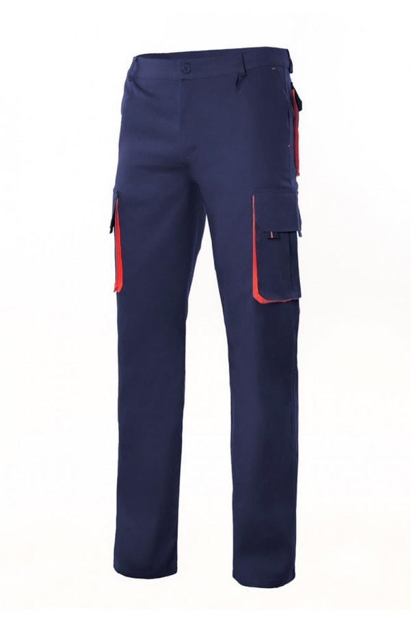 Pantaloni Blu multitasche blu e rossi
