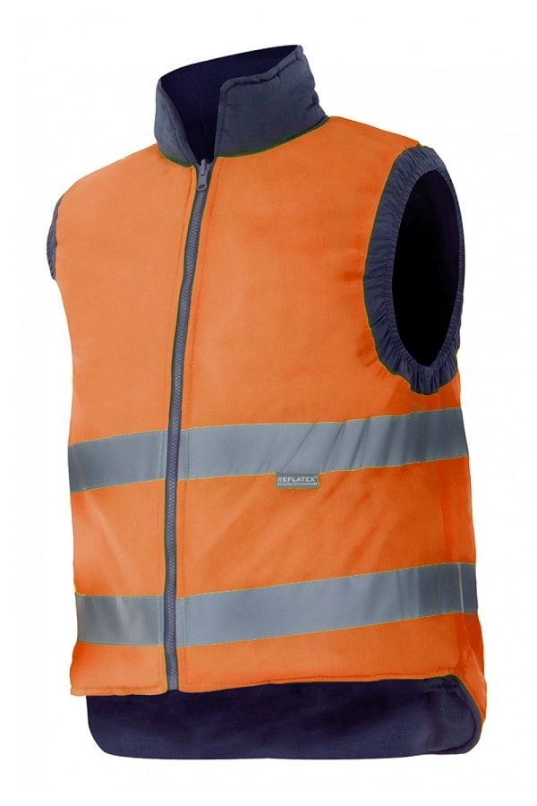 Gilet trapuntato alta visiblità Reversibile arancio