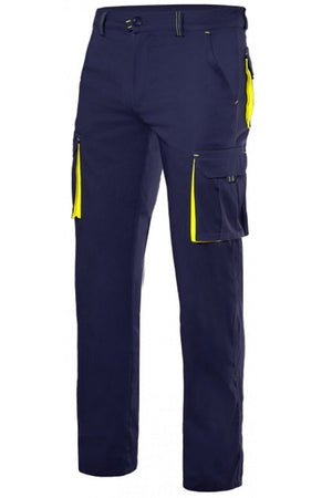Pantaloni bicolore Blu Gialli Stretch multitasche