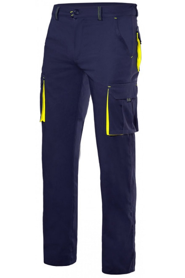 Pantaloni bicolore Blu Gialli Stretch multitasche