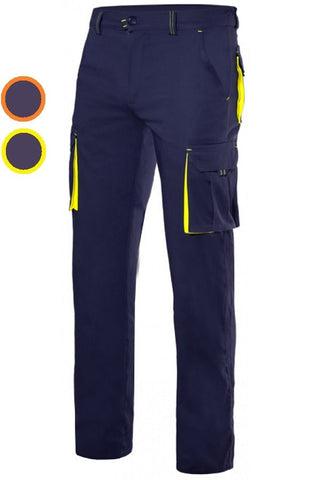 Pantaloni bicolore Blu Stretch multitasche