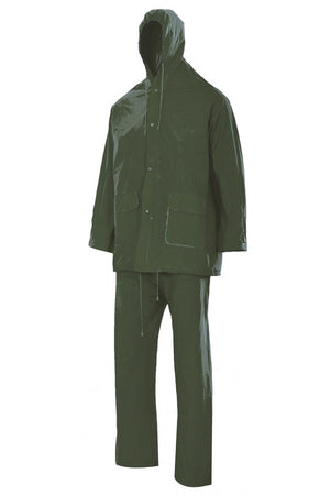 Vestito anti-pioggia due pezzi con cappuccio verde