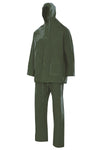 Vestito anti-pioggia due pezzi con cappuccio verde
