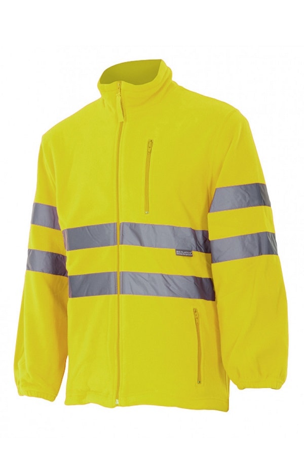 Giacca pile ad alta visibilità Zip Intera gialla