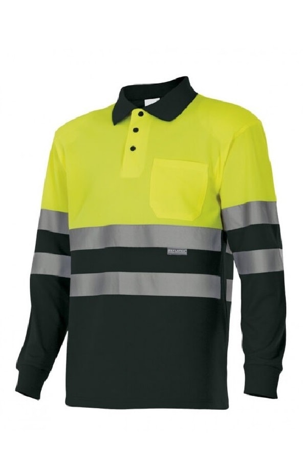 Polo bicolore alta visibilità Maniche Lunghe